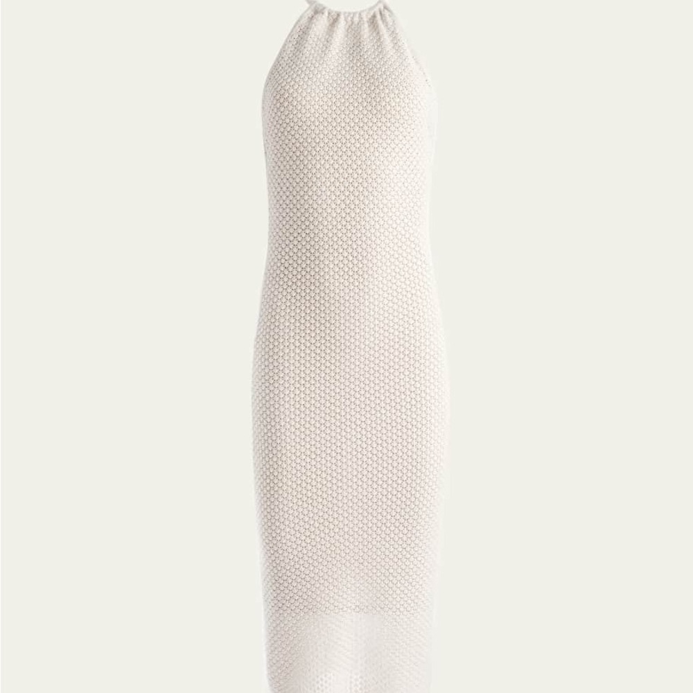 Alice + Olivia Jovi Pointelle Cord-Back Halter Dress